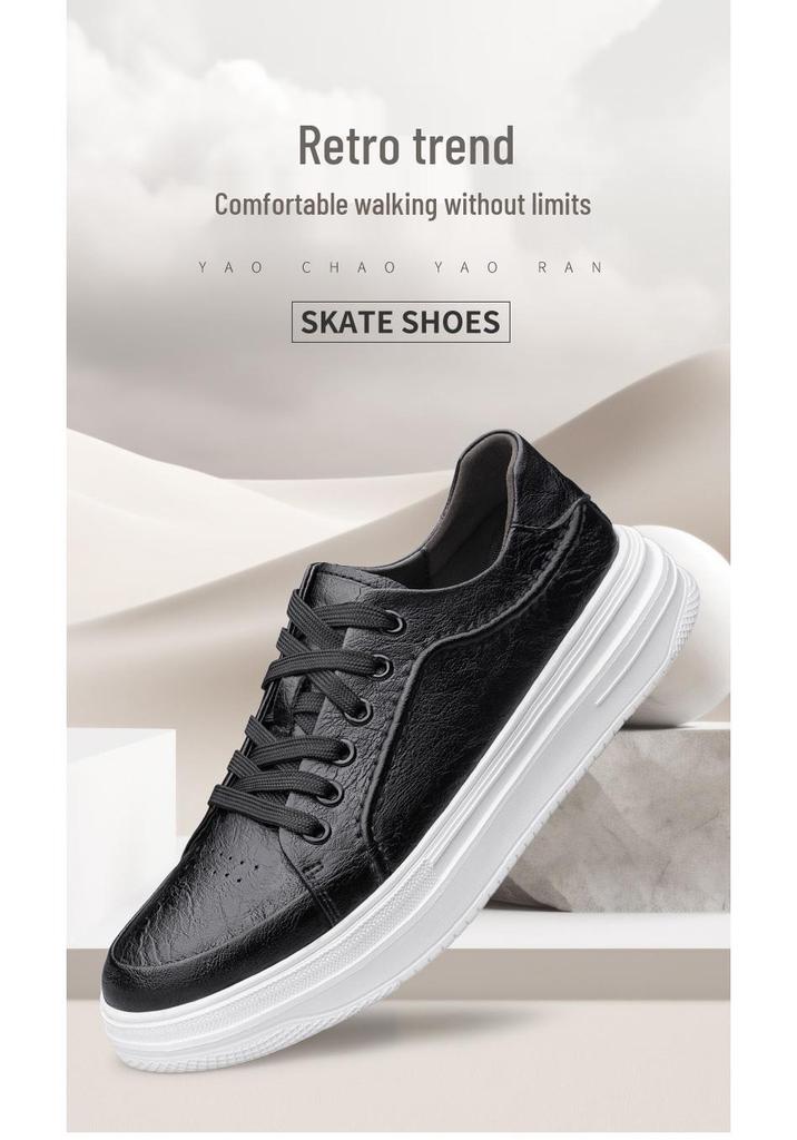 European Station Men's Versatile Skate Shoes: Lightweight Luxury, Breathable Autumn Flats, Cowhide Sports Shoes