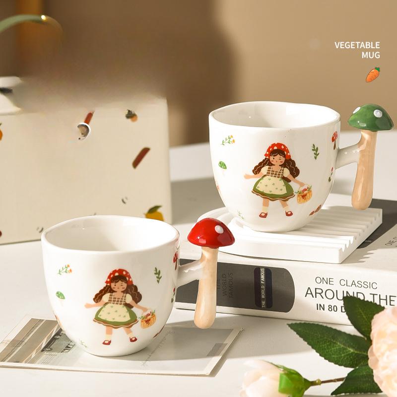 Vegetable Handle Cup Cute Ceramic Cup Creative Special Shape Cup Cup Household Coffee Cup Holding Cup High Value Water Cup