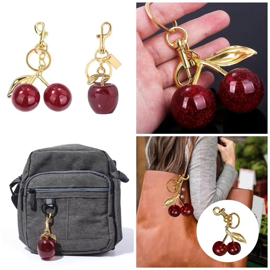 Sparkling Cherry Pendant Fashion Accessory Apple Keyring Stylish Key Pendant Suitable for Adults Friend and Family