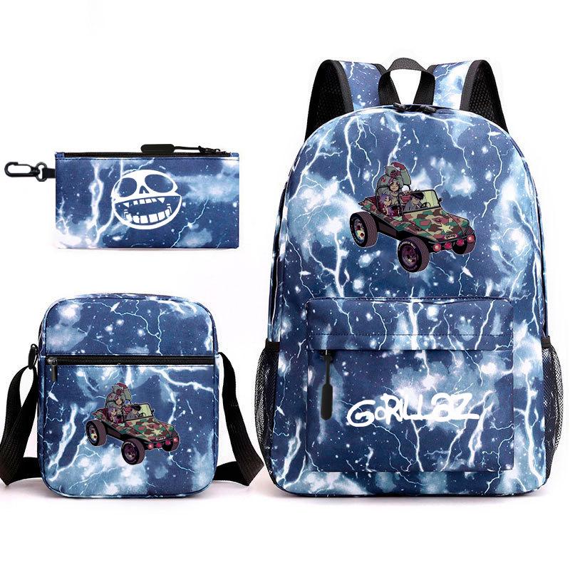 British virtual band trend heat transfer, primary and secondary school students schoolbag Gorillaz children's starry sky three-piece set, teenagers