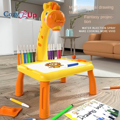 Fawn Projection Drawing Board Children's Learning Drawing Table Graffiti Writing Drawing Board Educational Early Education Toy Projector Table