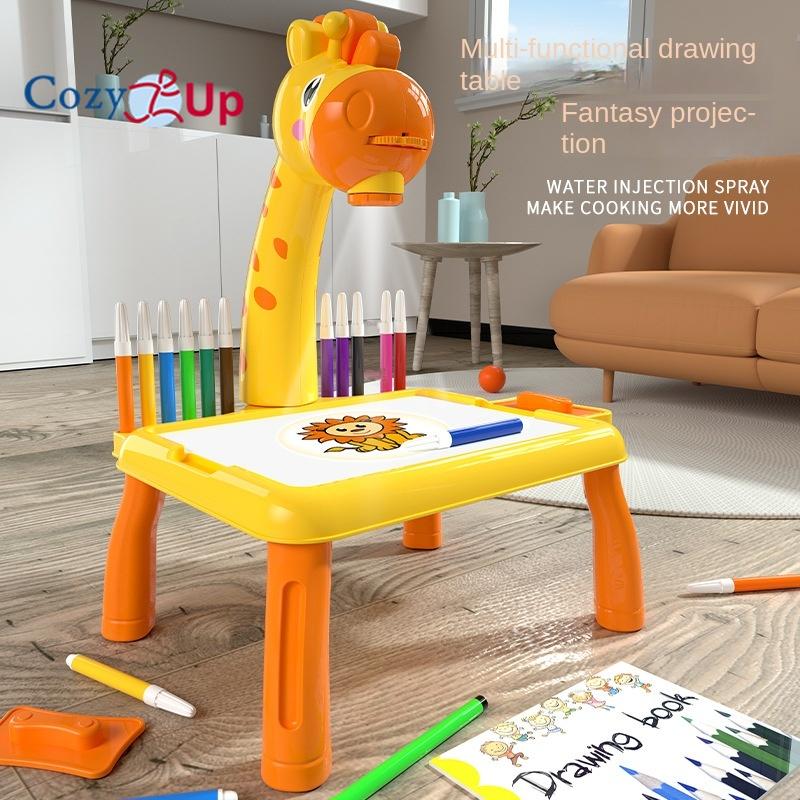 Fawn Projection Drawing Board Children's Learning Drawing Table Graffiti Writing Drawing Board Educational Early Education Toy Projector Table