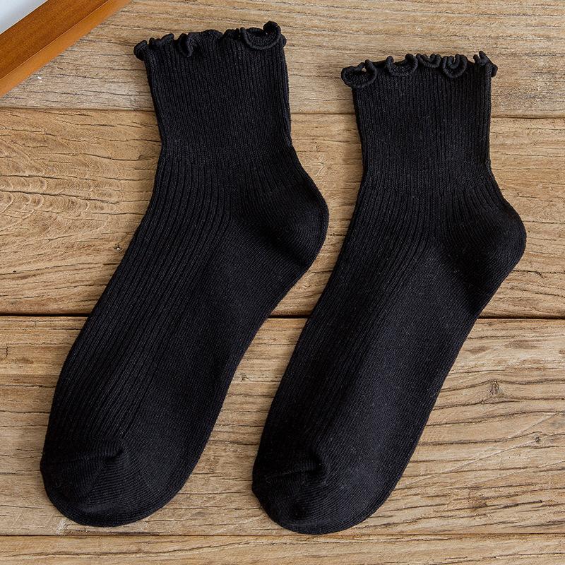 Solid Color Thin Harajuku Socks Spring Happy Women's Socks Cotton Colorful Kawaii Girls Fun Frill Riding Socks