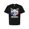 Meowica American Flag Sunglasses Cat Graphic Unisex Short Sleeve Tee With Bold P