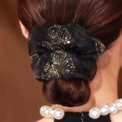 Elegant Mesh Hair Tie with Sparkling Rhinestones, High-End Luxury Hair Accessory for Women, 2025 Style