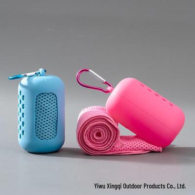 Quick-Dry Fitness Cooling Towel with Silicone Sleeve - Custom Logo Available
