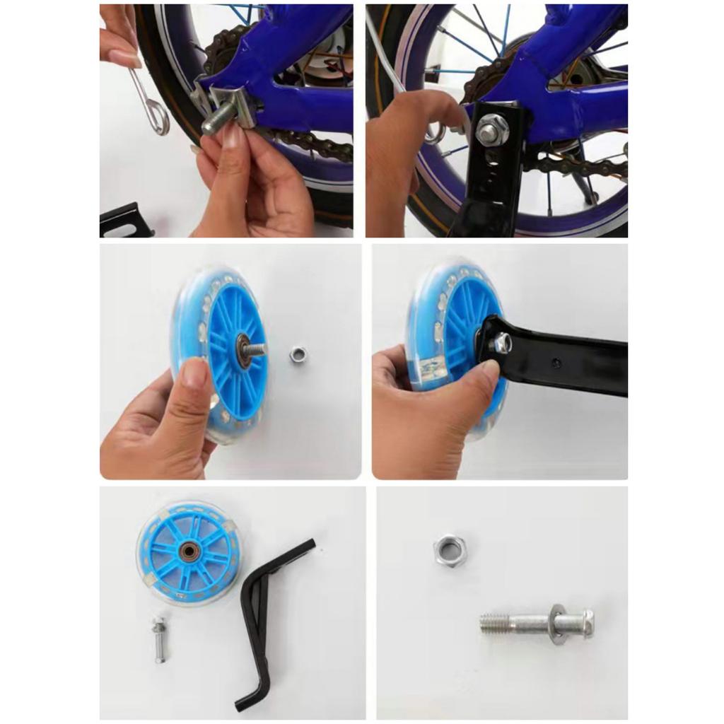 Outdoor LED Blinkendes Kinder Fahrrad Gleichgewichtstraining Rad Kinderfahrräder Stützräder 12-20" Universelle Fahrräder Seitenräder