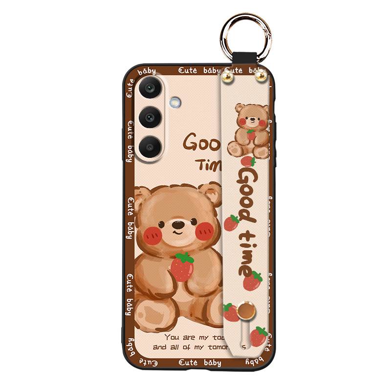 Waterproof Silicone Phone Case For Samsung Galaxy A17 Cute Wrist Strap Back Cover Fashion Design Kickstand Lanyard Ring