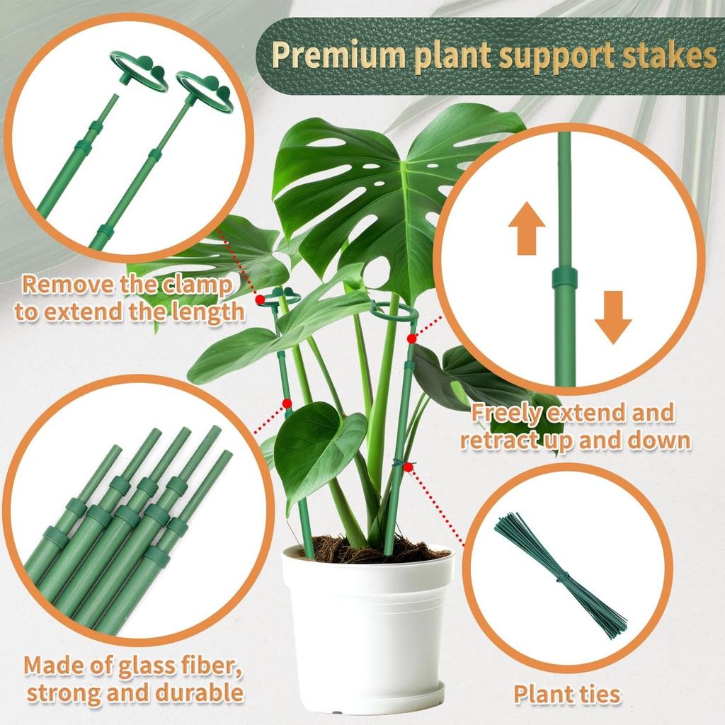 1pc Plant Flower Support Pole Climbing Plant Support Rods With Fixed Buckle For Succulent Butterfly Orchids Garden Accessories