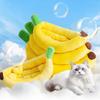 Banana Pet House with Removable Washable Cushion Soft Plush Cat Bed for All Seasons Semi-Enveloping Pet Bed for Cats