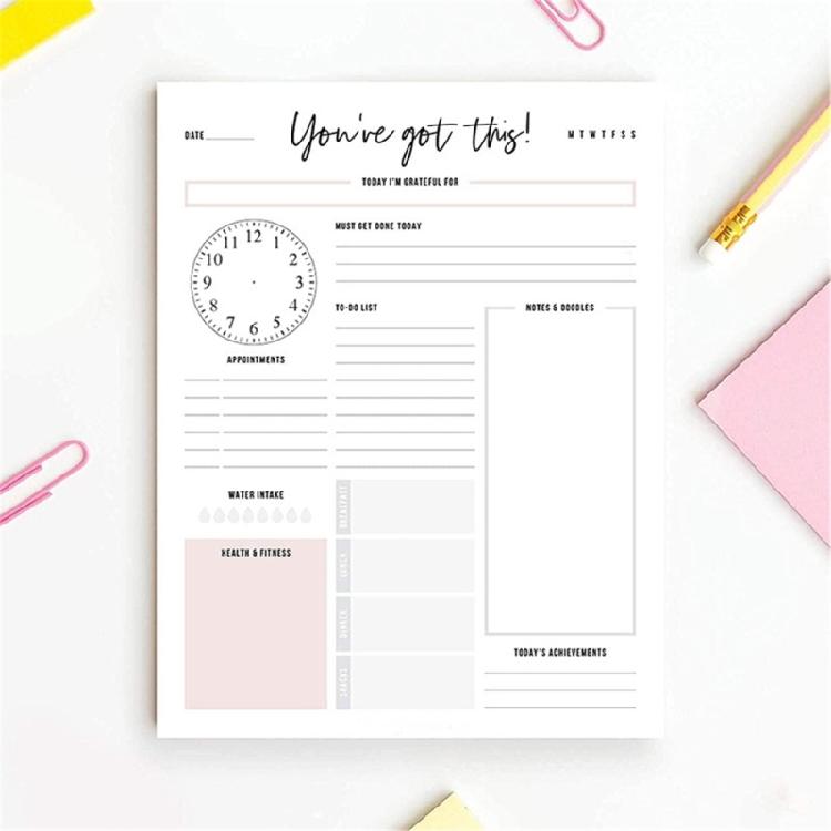 Professional Meal Workout Planner Notepads 60 Sheets Daily Planner Fitness Workout Journal Reading Tracking Notebook