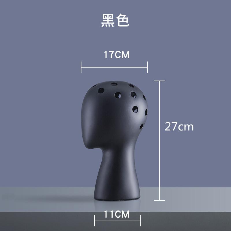 Nordic Style Creative Human Head Model Ceramic Vase Round Hole Flower Arrangement Home Living Room Decoration Flower Vase