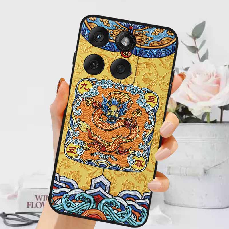 3D Emboss Cases For Edge 60 Fusion / Edge 60 Pro Relief Embossed Retro Silicone Back Cover For Edge 60 Stylus Black Funda 60 Pro