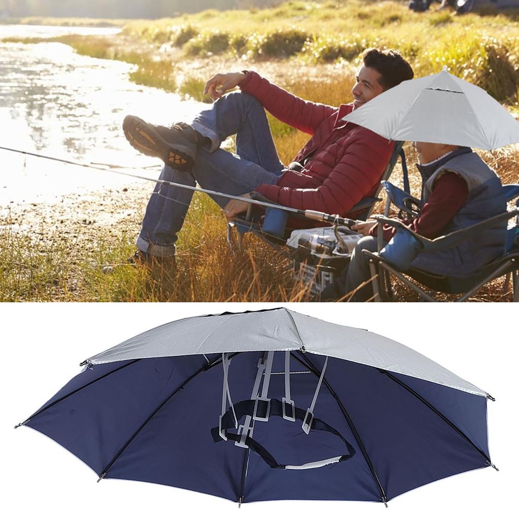 2PCS Folding Umbrella Hat Anti UV Sun Protection Outdoor Raining Tackle for Camping Hiking