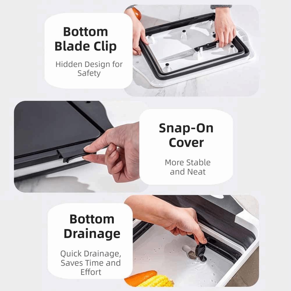 3 in 1 Folding Vegetable Board BPA Free Fruit Basket Collapsible Cutting Board  Household