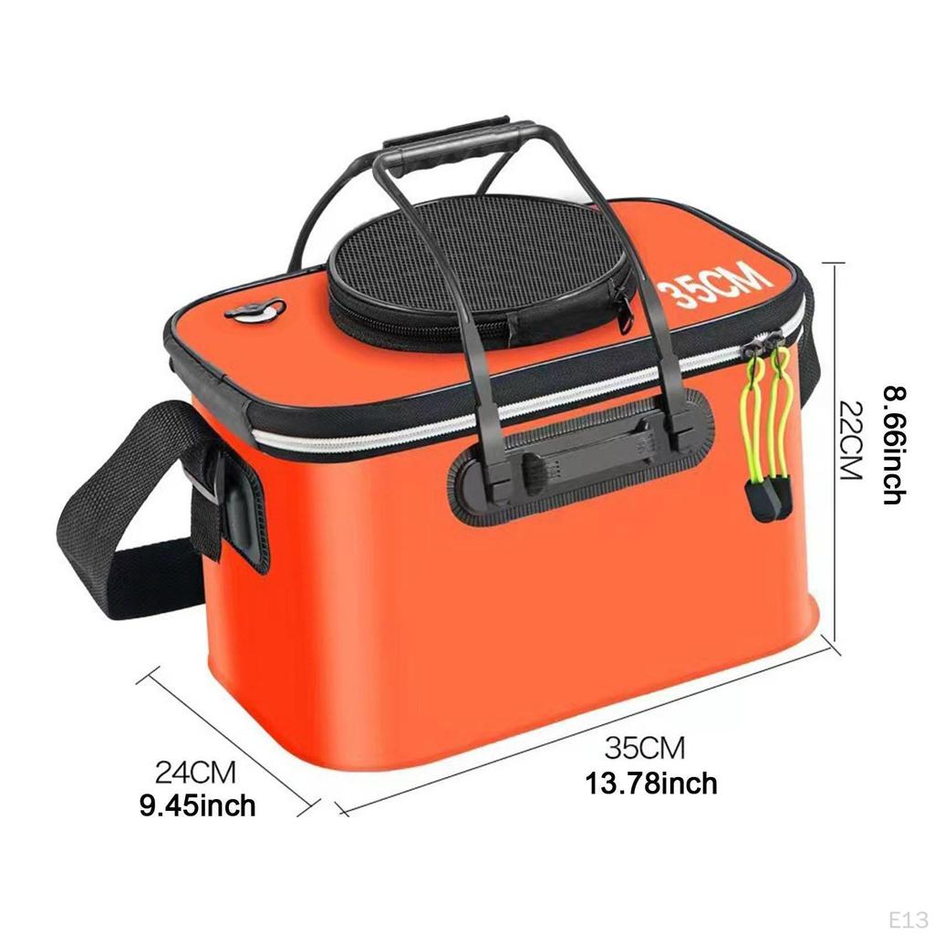 Składane Wiadro Wędkarskie z Paskiem na Żywe Ryby, Idealne na Wędrówki i Kemping