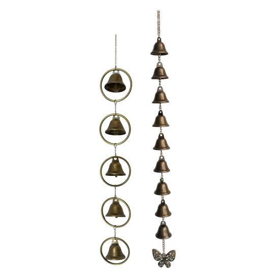 Vintage Hanging Wind Chime Weather-proof Metal Wind Bell Cluster with Chain Retro Outdoor Garden Patio 5/9 Bells Hanging Decoration Ornament