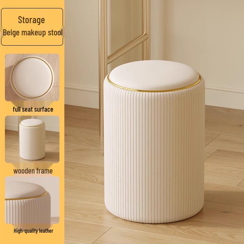 Wysyłka tego samego dnia Solidny drewniany stołek pod umywalkę, Kompaktowe siedzisko do makijażu i manicure, Oszczędzające miejsce krzesło do makijażu