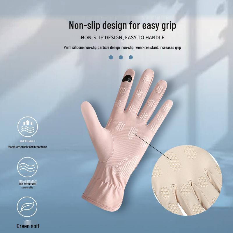 Women's Extended Length Anti-UV Ice Silk Gloves - Non-Slip, Thin, Perfect for Summer Outdoor Sports
