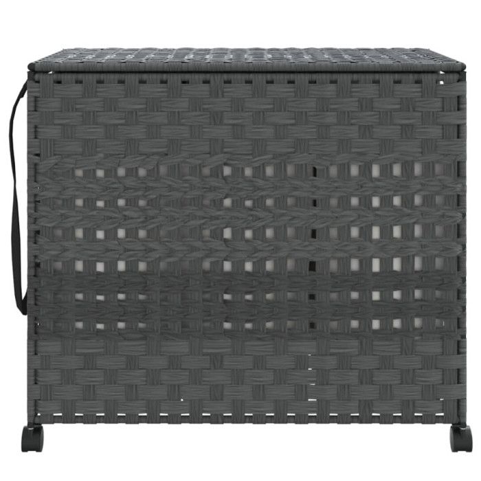 VidaXL Laundry Basket with Wheels Grey 66x35x60 Cm Woven Resin 372046