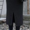 Womens Clothing Autumn and Winter Knitted Skirt Single Color Slit Ribbed Midi Skirt for Women