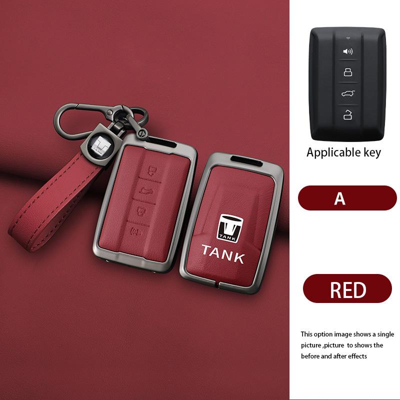 

For Great Wall Gwm Wey Tank 300 500 Tank300 Tank500 Remote Holder Accessories New Zinc Alloy Leather Key Cover Case Set