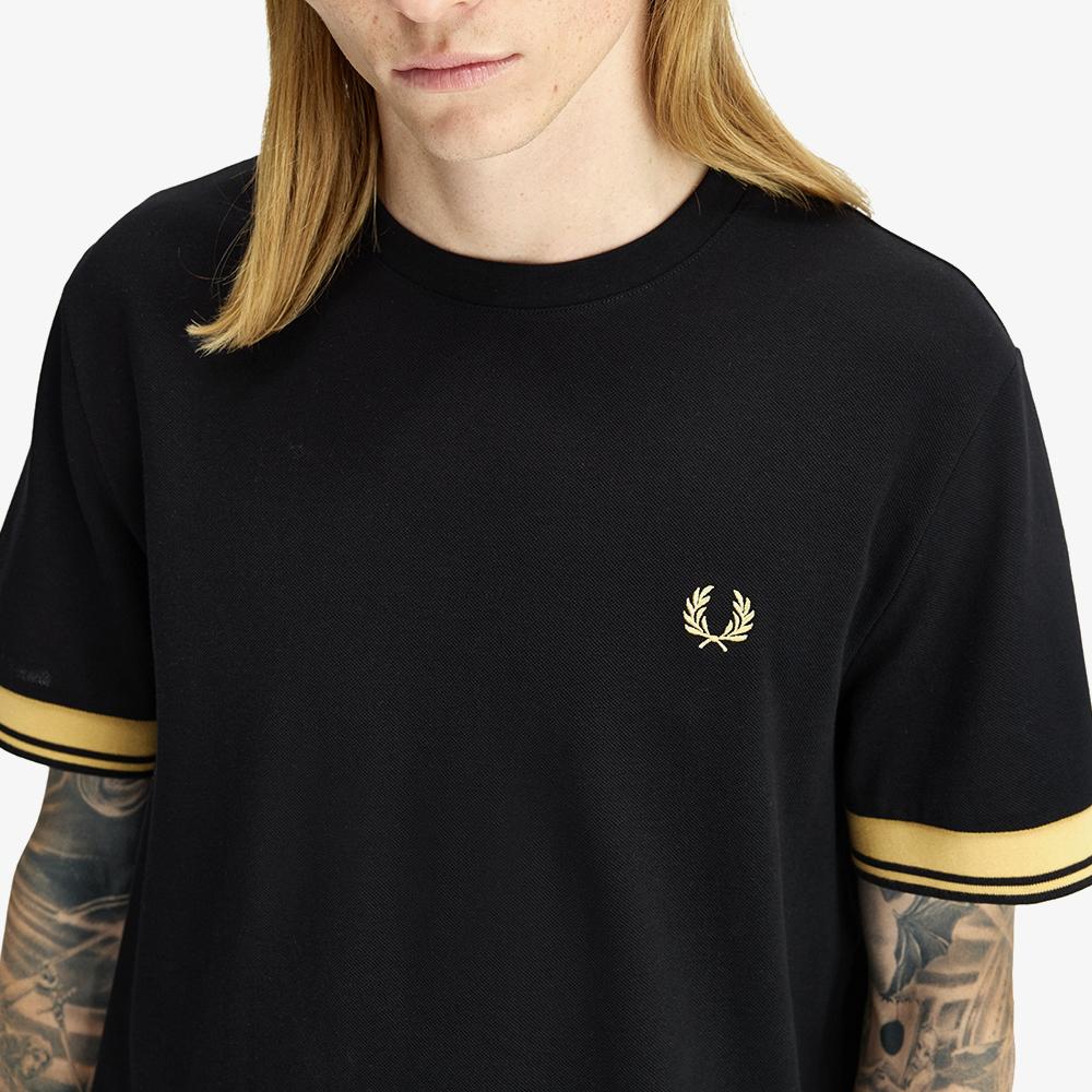FRED PERRY [Sharp] Twin Tip Cuff T-Shirt - Black/Champagne Afpm2612396-90A