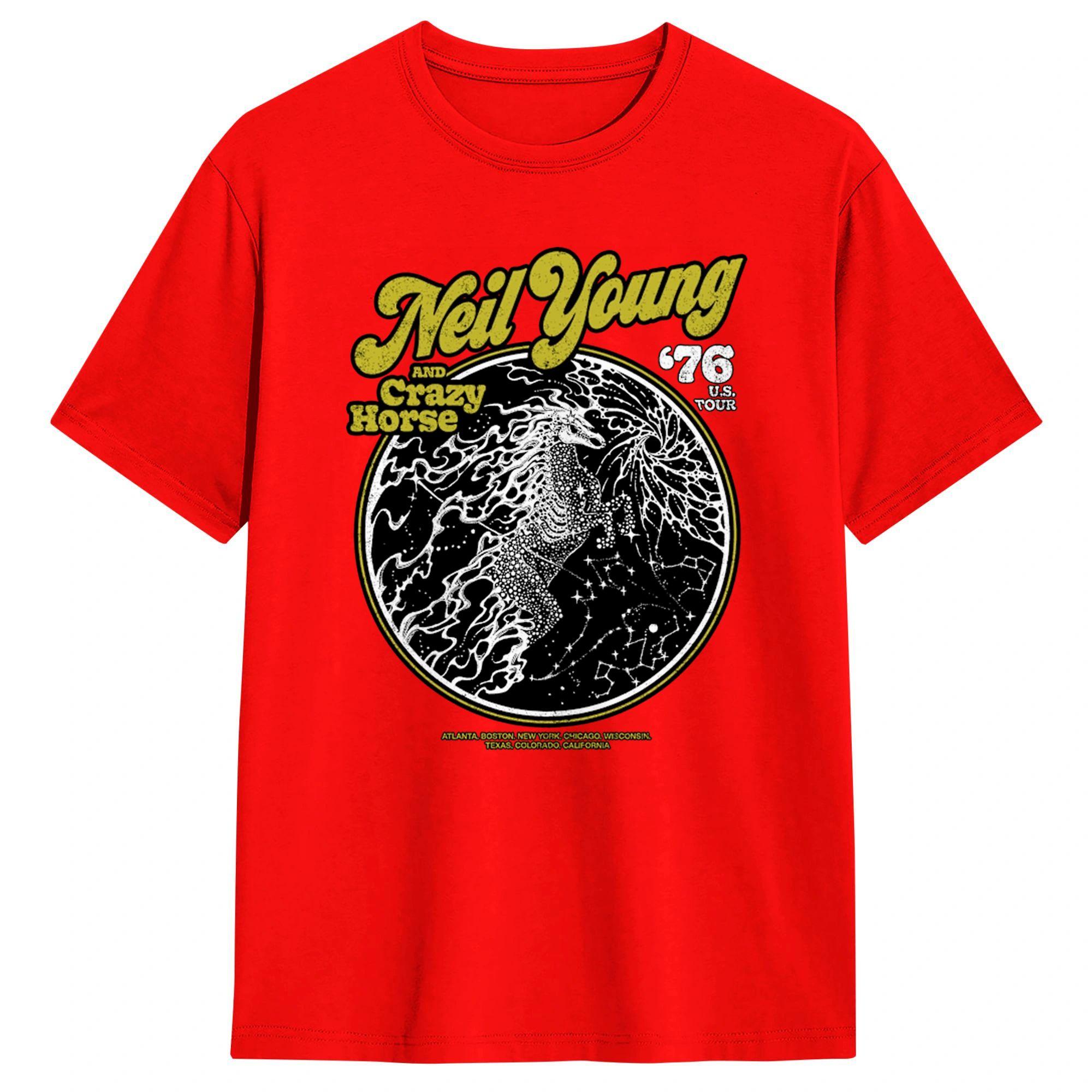 

Harajuku TShirt Crazy Horse Neil Cotton T Shirts Hipster Tee Shirt for Men Summer Aesthetic Loose Short Sleeve Top Tees S