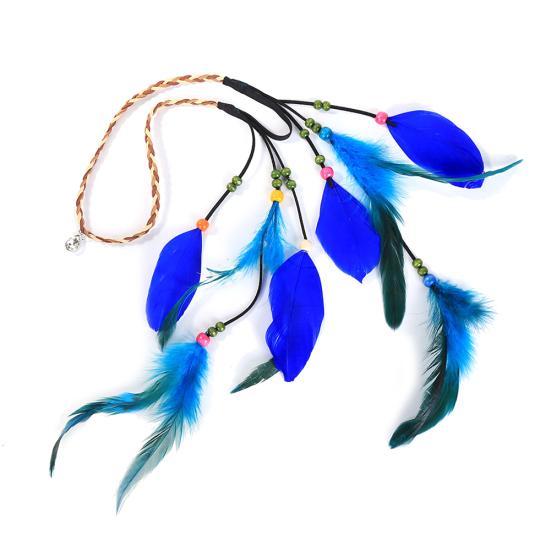 Bohemian Women Peacock Feather Headband Braided Rope Hair Band Hippie Headdress