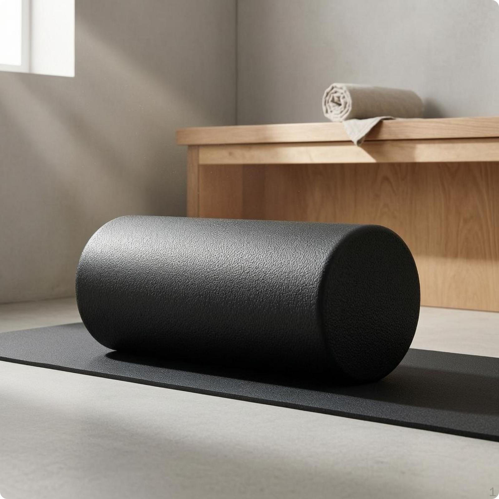 Black Foam Roller PebbleGrain High Density Solid Exercise Gear for