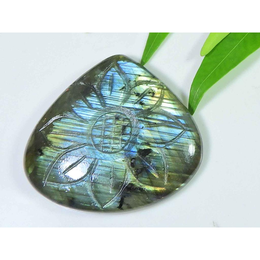 Natural Labradorirte Carving Heart Mineral Cabochon Loose Gemstone 37X41MM SK-2986