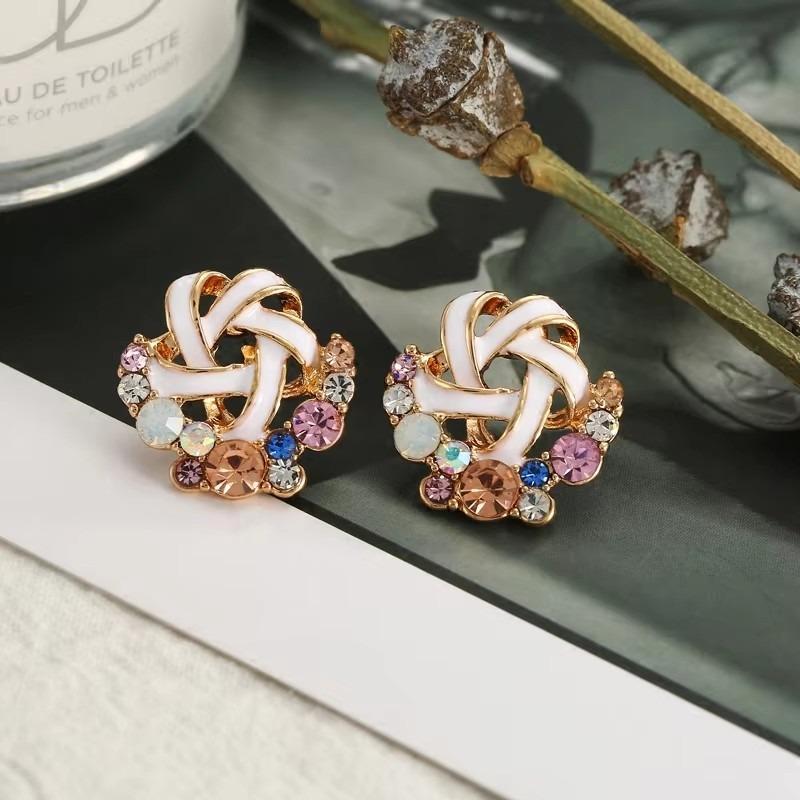 Korean Style Cute Crystal Flower Stud Earring For Women Girls New Fashion Sweet Earring Femme Brincos Summer Jewelry Gifts