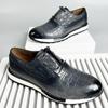 Fashion British StyleCrocodile Pattern Genuine Leather Men Oxford Shoes Autumn Lace Up Men Casual Shoes Outdoor Men Sneakers