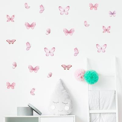 3 Pièces Autocollants Muraux Papillon Rose Dessin Animé Pour Chambre d'Enfant Chambre Pépinière Décoration de Maison Stickers Muraux Noël