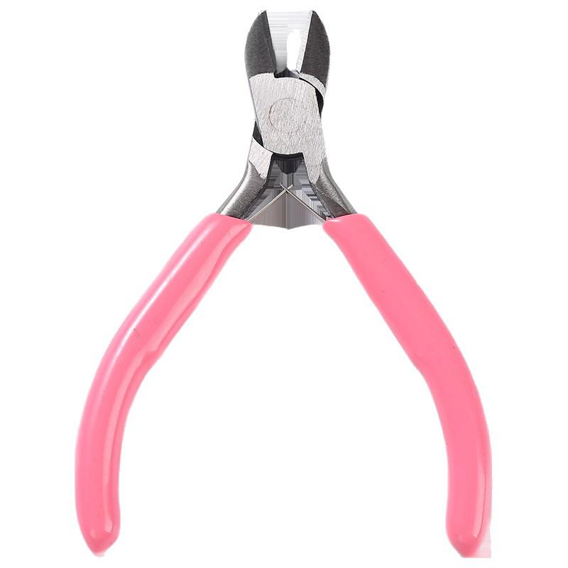Pink DIY Multifunctional Jewelry Pliers Set: 5" Needle-Nose, Round-Nose, and Angled Pliers. Ideal for crafting and detailed work.