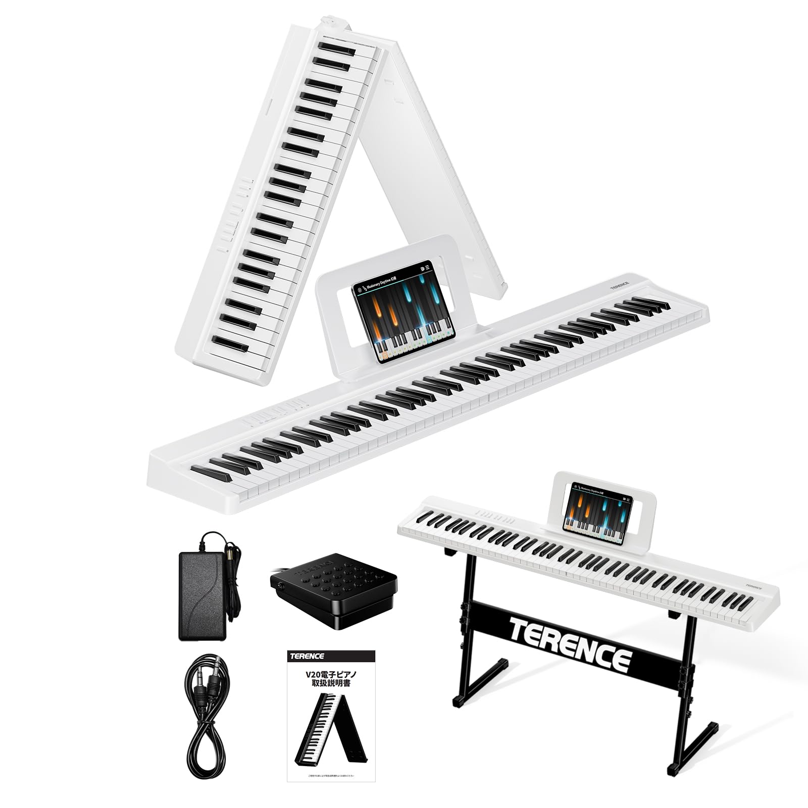 

Цифровое пианино TERENCE V20, 88-клавишная складная клавиатура с чувствительной к касанию клавиатурой, 4-блочные динамики, тот же размер клавиш, что и у акустического пианино, MIDI