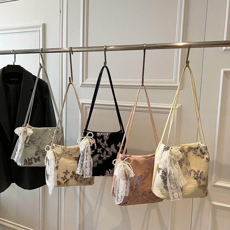 Embroidered canvas bag bag female lace fairy casual tote bag literary large-capacity versatile shoulder bag