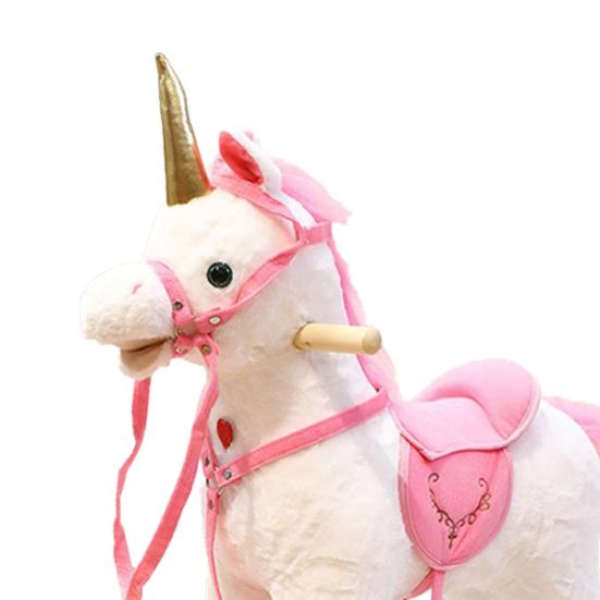 Horse Stick Toy for Pretend Play Plush Pony Head on Wooden Stick Soft Plush Horse Head Role Play Toy for Boys Girls