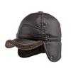 Hat Men's Winter Ear Protectors Neck Protectors Warm Middle-aged Elderly People's Cap Pu Leather Windproof Cold-proof Velvet Baseball Cap