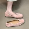 Flat Bottom Shallow Mouth Bow Single Shoes Women's 2025 New Evening Wind Ballet Shoes Grandma Shoes