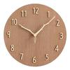 Wall clock wood stylish Nordic silent round frameless cute 12 inches (diameter 30cm) natural solid panel 3D three-dimensional numbers creative wooden