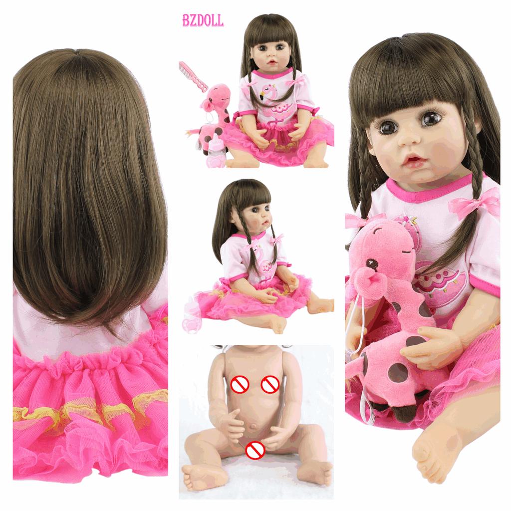 BZDOLL 55cm miękkiego silikonu Reborn Doll zabawka 22 cali jak prawdziwy winyl żywe dzieci element ubioru księżniczka maluch dziewczyna piękny prezent urodzinowy dla dzieci