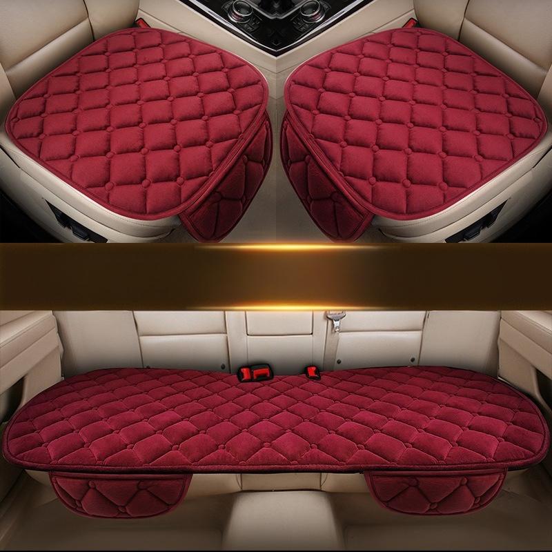Car Seat Covers Warm Seats Cushion Protector Plush Seat Cover Autumn Winter Universal for Sedan Hatchback SUV Seat Mats three-piece set