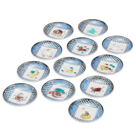

Nakamaru plates complete set of zodiac signs [Kutani ware] 3.2 K8-125
