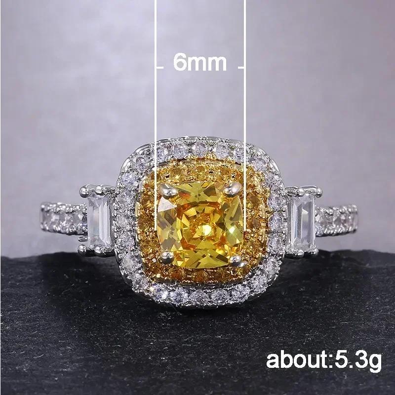 Huitan Vintage Wedding Ring With Yellow Cubic Zircon Elegant Engagement Claddagh   Micro Paved Thick  Dropshipping