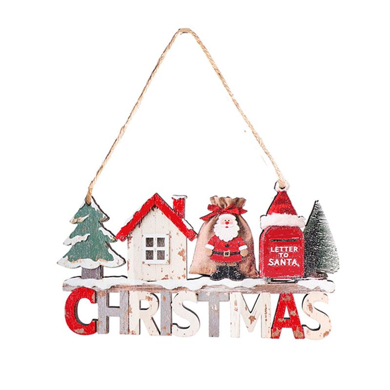 

Christmas Hanging Pendant Wooden Crafts Xmas Tree Santa Claus Wall Ornament Natal Navidad Christmas Decor Happy Year
