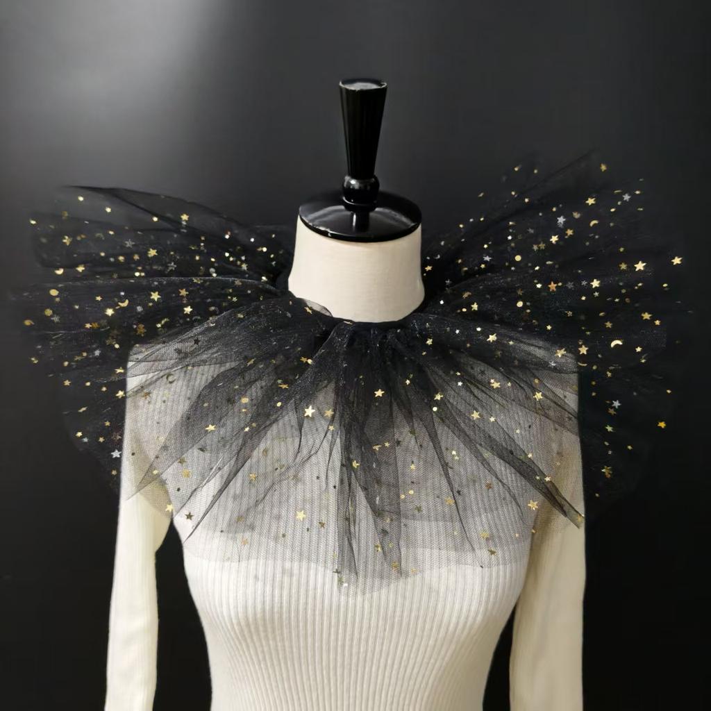 Perfect Match Halloween Mesh Stand Fake Collars Women Pleated Ruffles False Collars Shirt Dress Wedding Party Neck Ruff Scarf Neck Shawl