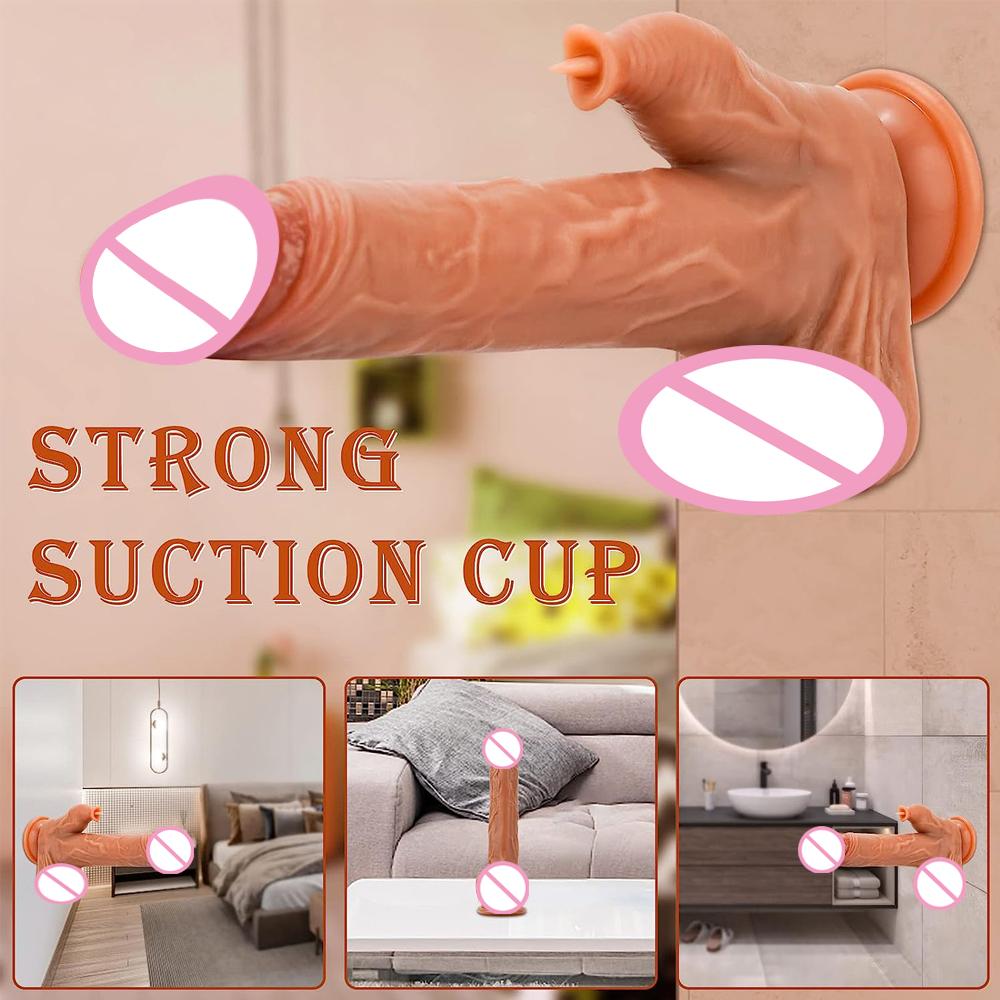 Realistic Vibrator Thrusting Dildo Licking Clitoris Stimulator Suction Cup Remote Control Cock Telescopic Sex Toy For Women