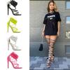 2025 New Women Gladiator Roman Sandals Sexy Open Toe Square Head Thin Band Cross Strap 11cm High Heel Shoe Sexy Club Pumps