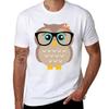 Cute Hipster Girl Owl TShirt Lightweight Basic Short Sleeve Shirt